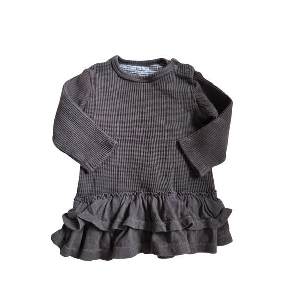 Burt's Bees Long Sleeve Waffle Knit Ruffle Dress - Picture 1 of 5